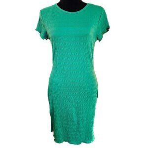 Heart Hips Green Textured Short Sleeve Mini Dress